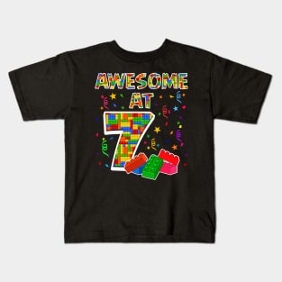 Birthday Gift For Kids 7 Years Old Building Blocks Kids T-Shirt